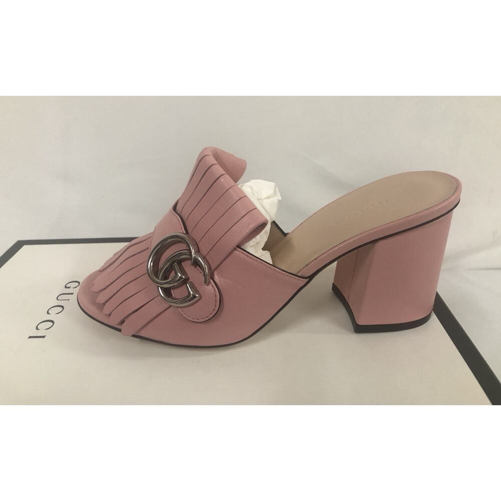 NIB Gucci Marmont GG Pink (Wild Rose) Leather 75mm Sandals 36.5EU/6.5US $860.00 - Picture 4 of 12